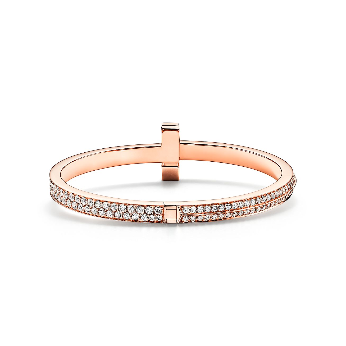 T1 Wide Diamond Hinged Bangle 18K Gold Bracelet