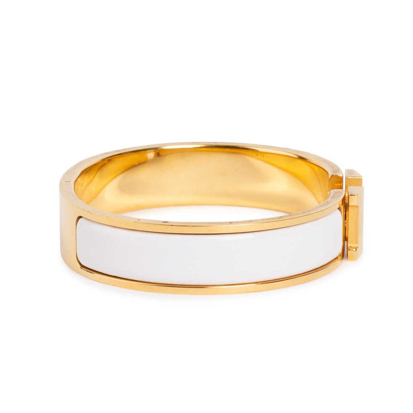 Hermes Clic White 18K Gold Bracelet