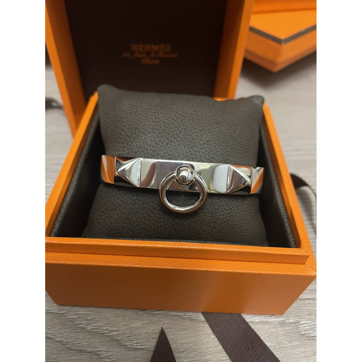Hermes Collier De Chien 18K Gold Bracelet