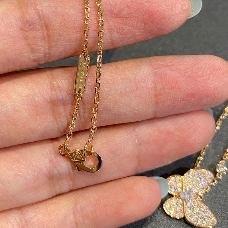 Two Butterfly 18K Gold Necklace
