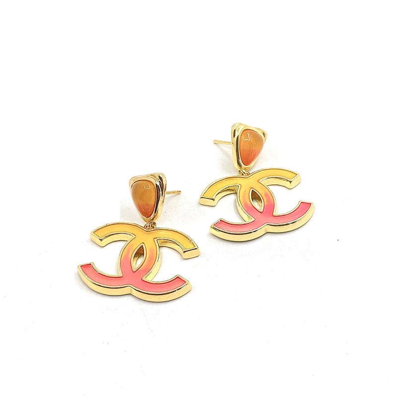 Chanel Classic Peach Dangle 18K Gold Earrings