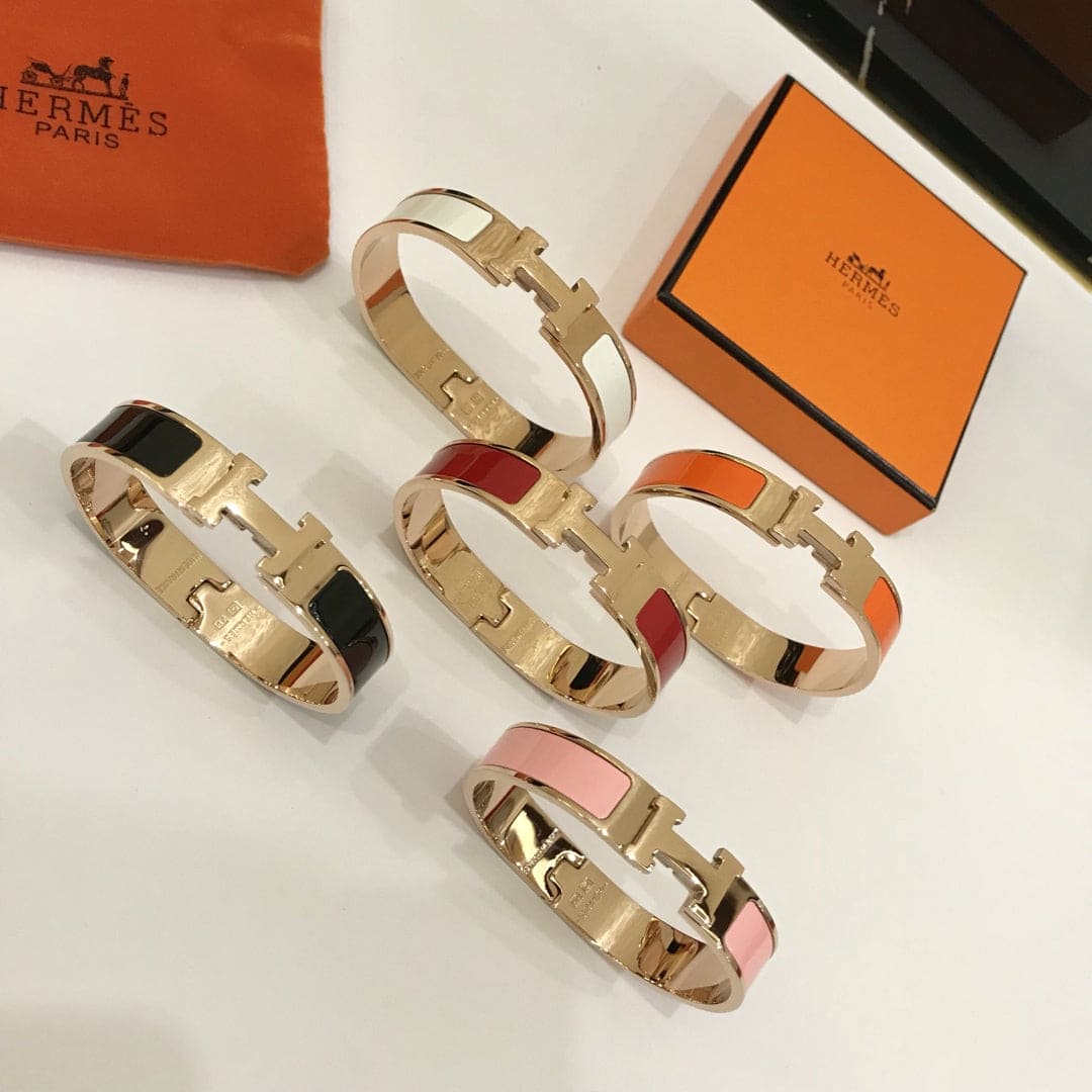 Hermes Clic Red 18K Gold Bracelet