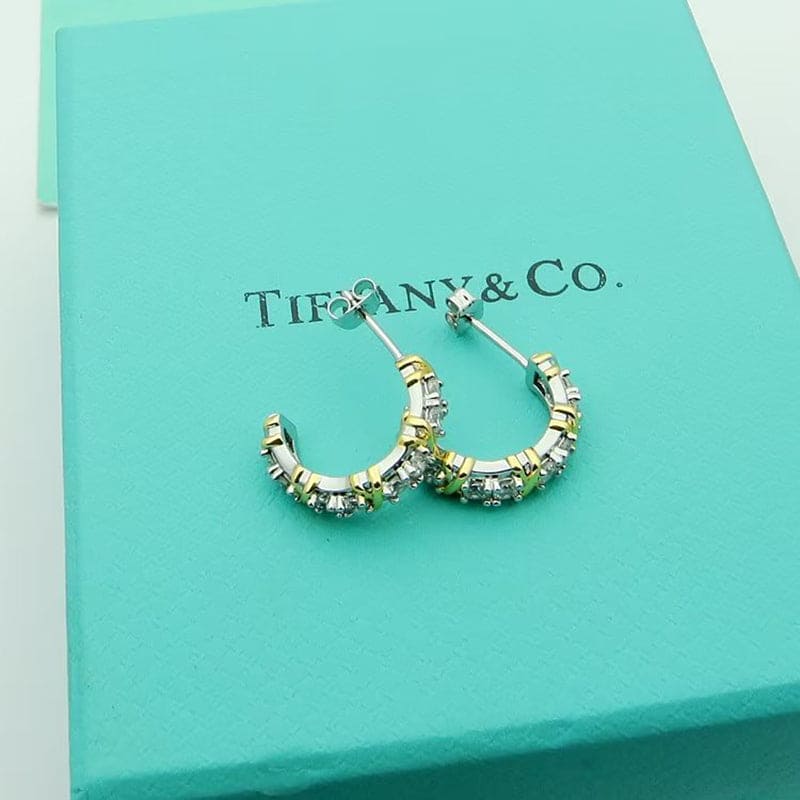 Tiffany Schlumberger Twenty Stone Hoop 18K Gold Earrings