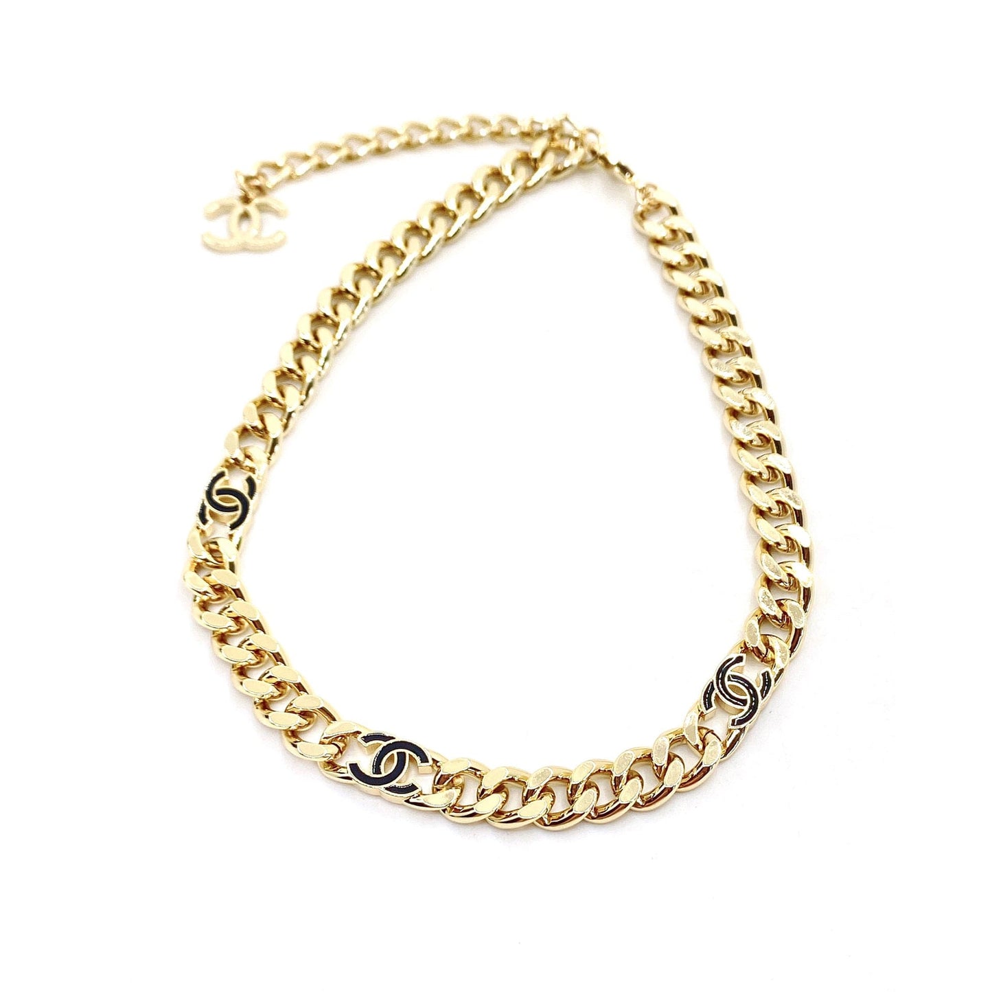 Chanel Black Chain 18K Gold Necklace