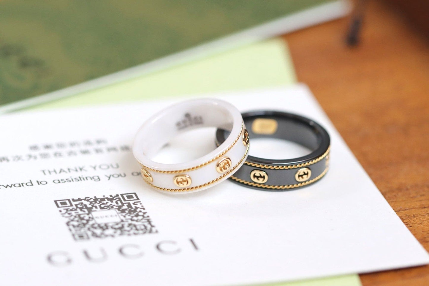 Gucci Double Interlocking Gucci Icon Black Corundum 18K Gold Ring