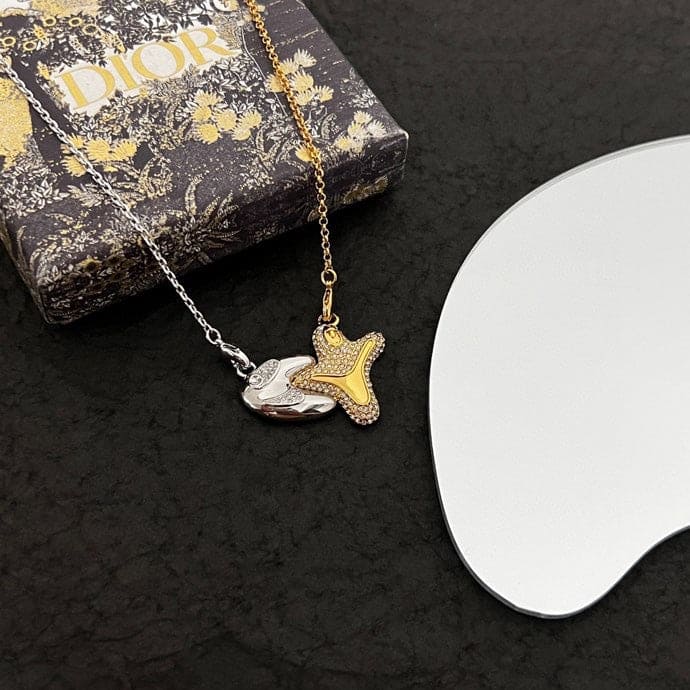 Dior Homme x Kenny Scharf Crystal Pendant 18K Gold Necklace