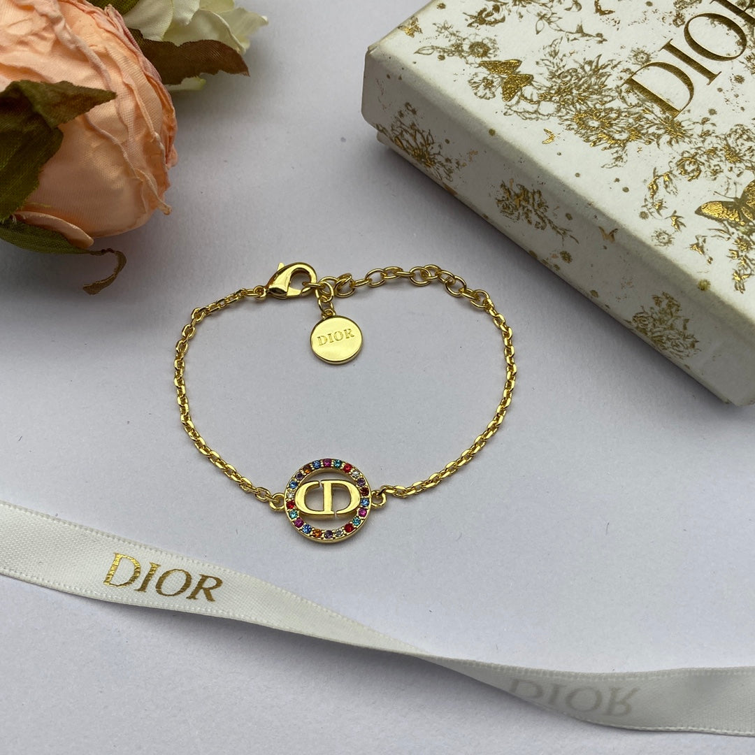 Dior Petit Multicolor Crystals 18K Gold Bracelet