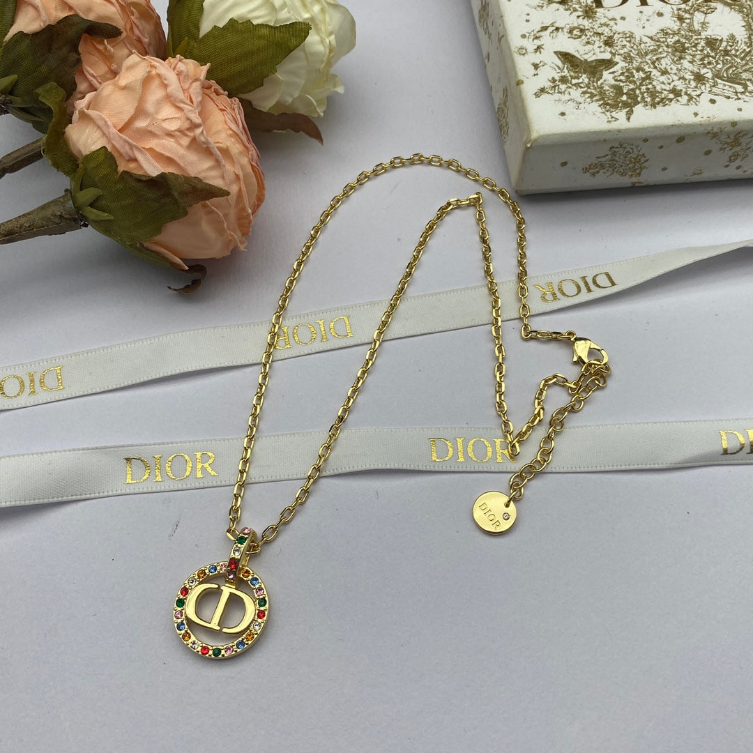 Dior Petit Multicolor Crystals 18K Gold Necklace