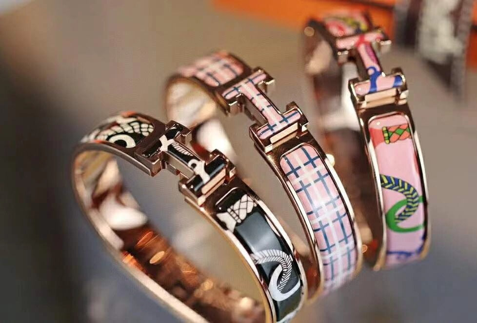 Hermes Clic Panoplie Equestre Pink 18K Gold Bracelet