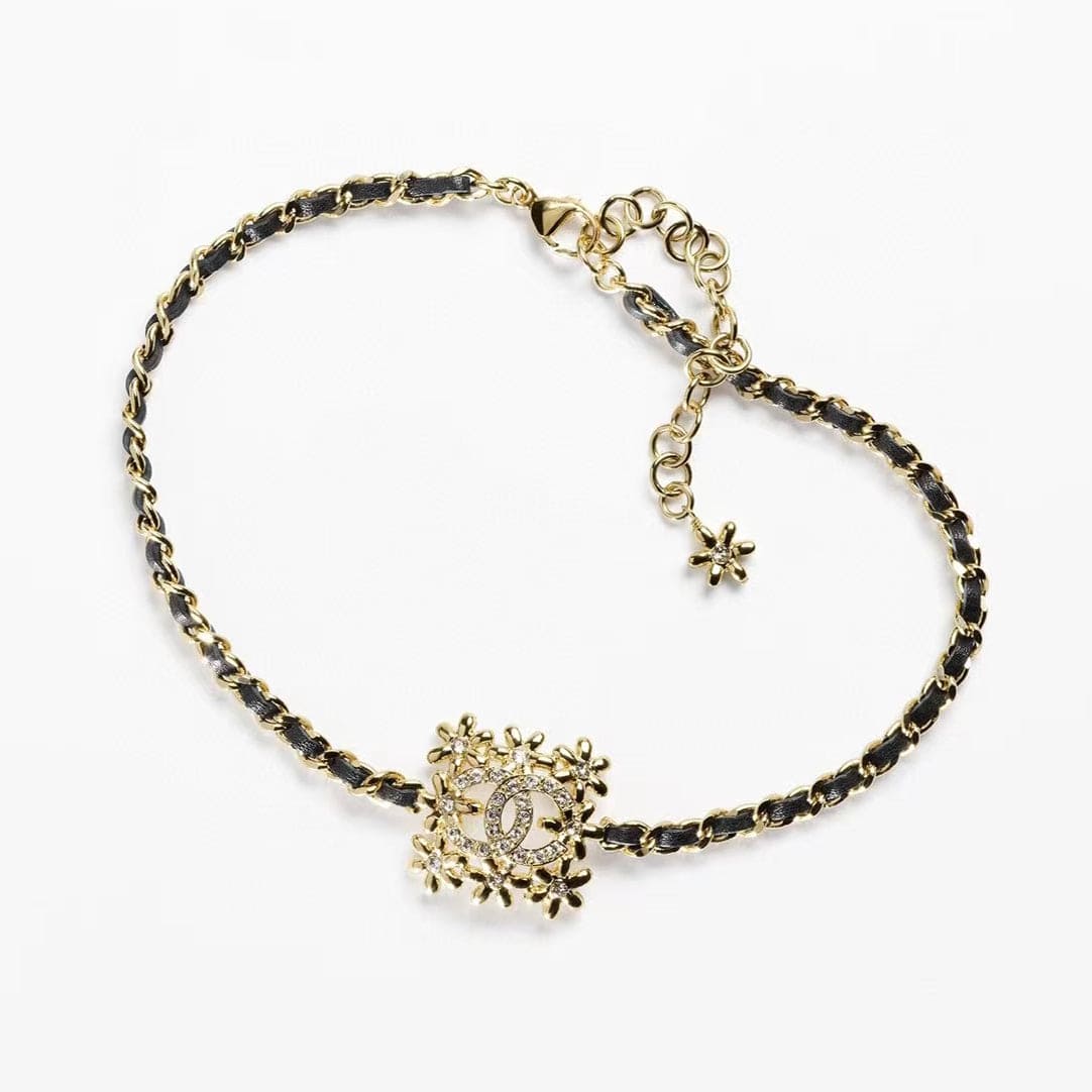 Chanel Lambskin Choker 18K Gold Necklace