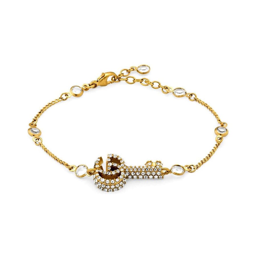 Gucci Double Crystal Key 18K Gold Bracelet