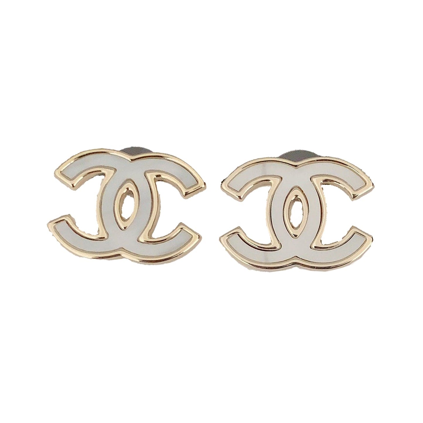 Chanel Black & White 18K Gold Earrings