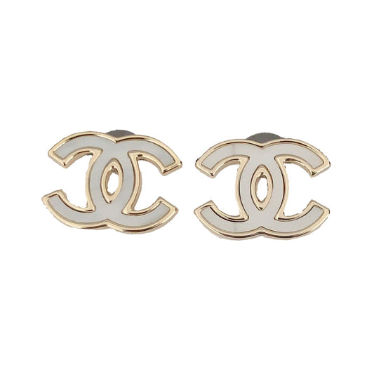 Chanel Black & White 18K Gold Earrings
