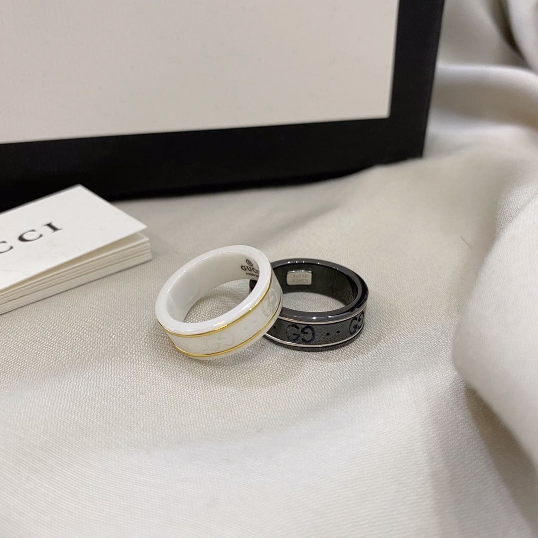 Gucci Double Icon White Zirconia 18K Gold Ring