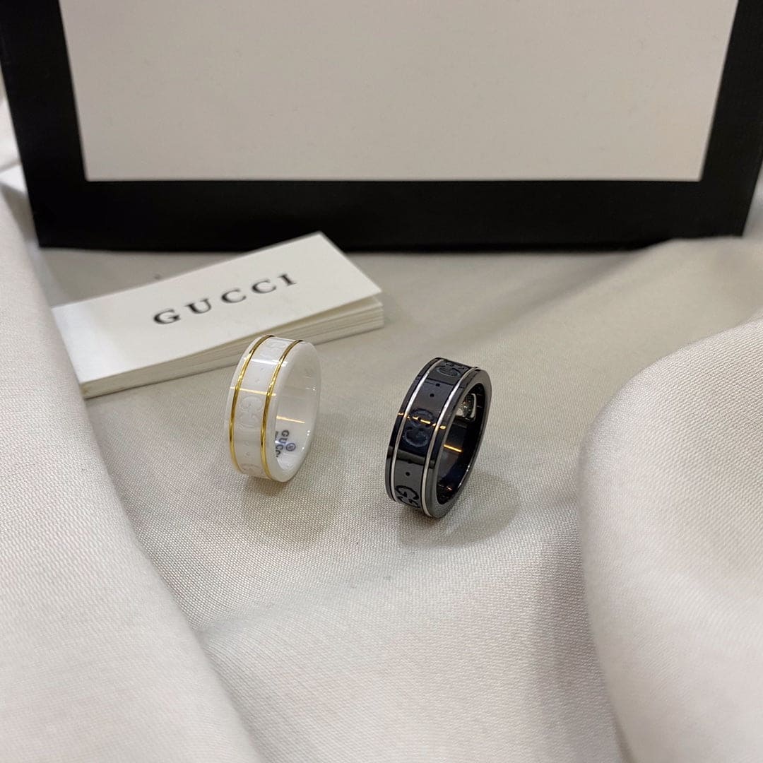 Gucci Double Icon White Zirconia 18K Gold Ring