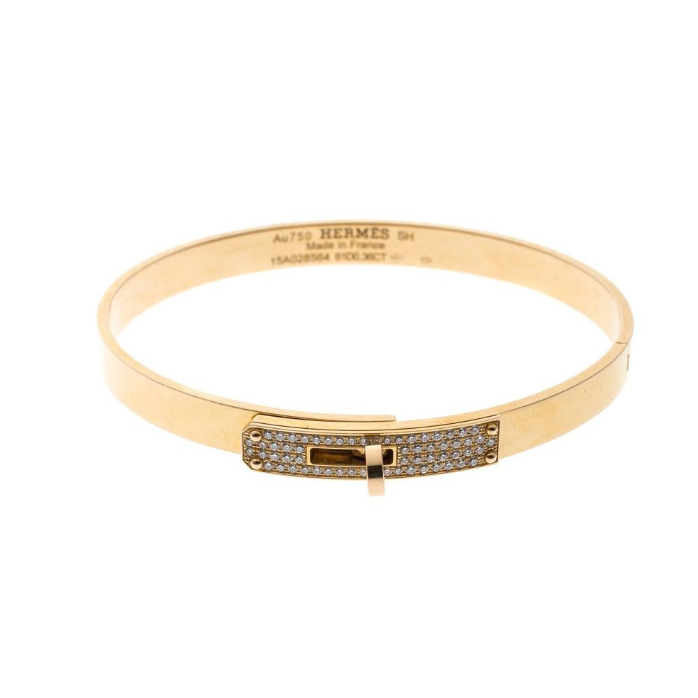 Hermes Kelly Small Model Diamond 18K Gold Bracelet
