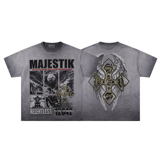 MAJESTIK Winged Cross Graphic T-Shirt ¡ª hero