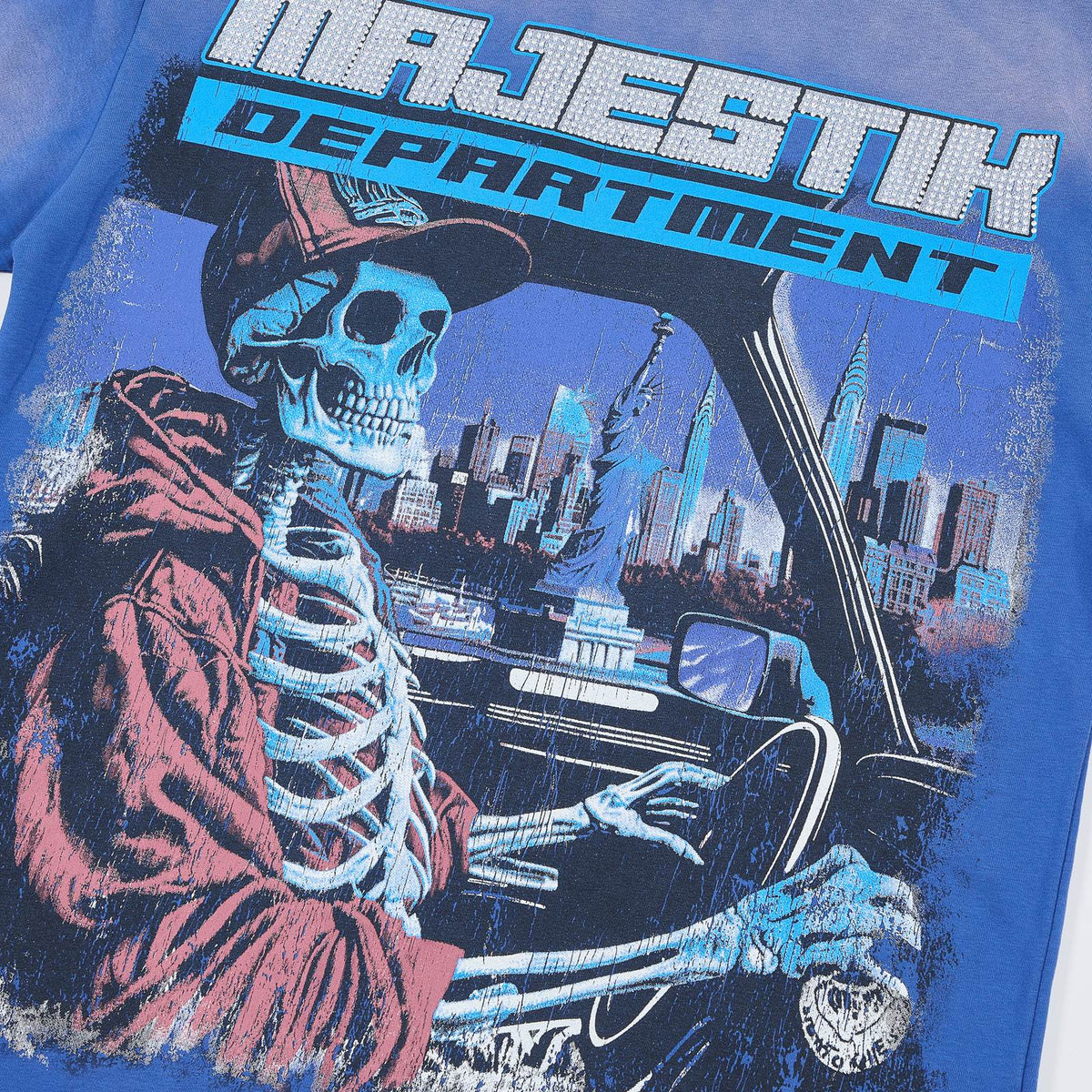 MAJESTIK Skeleton Driver Graphic T-Shirt ¡ª detail