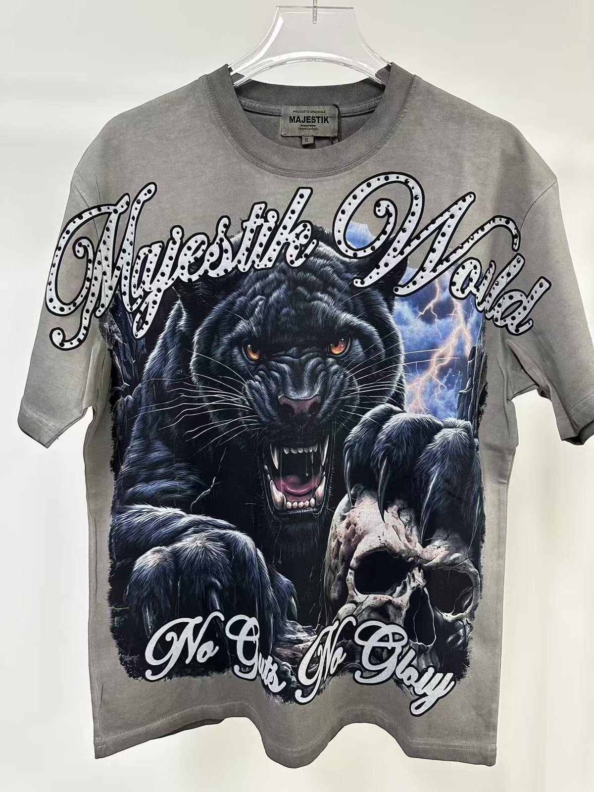 MAJESTIK Panther Skull Graphic T-Shirt ¡ª front