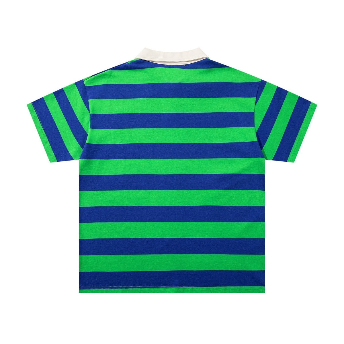 MAJESTIK Green/Blue Striped Skull Graphic Polo Shirt ¡ª back