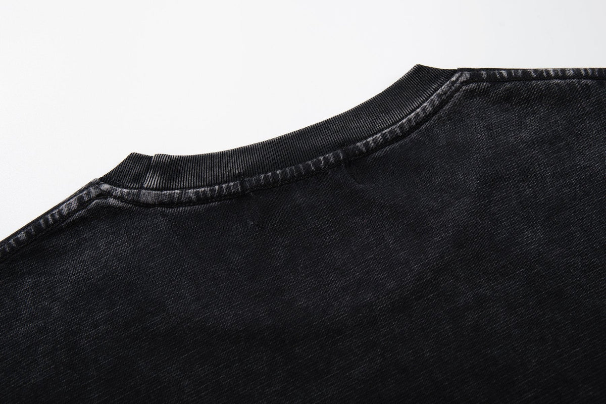 MAJESTIK Washed Black Graphic Short-Sleeve T-Shirt ¡ª detail