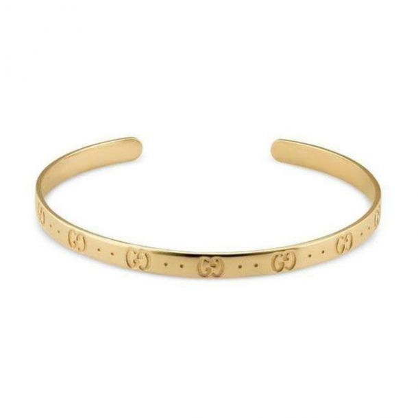 Gucci Double Icon Open Cuff 18K Gold Bracelet
