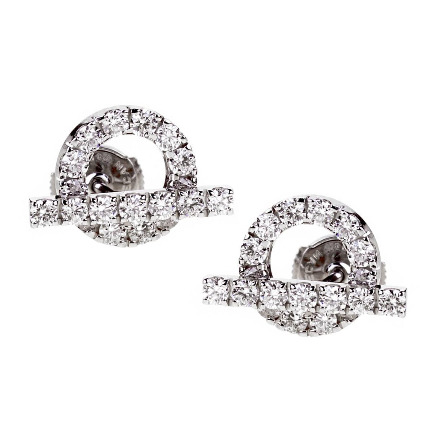 Hermes Finesse Diamond Stud 18K Gold Earrings
