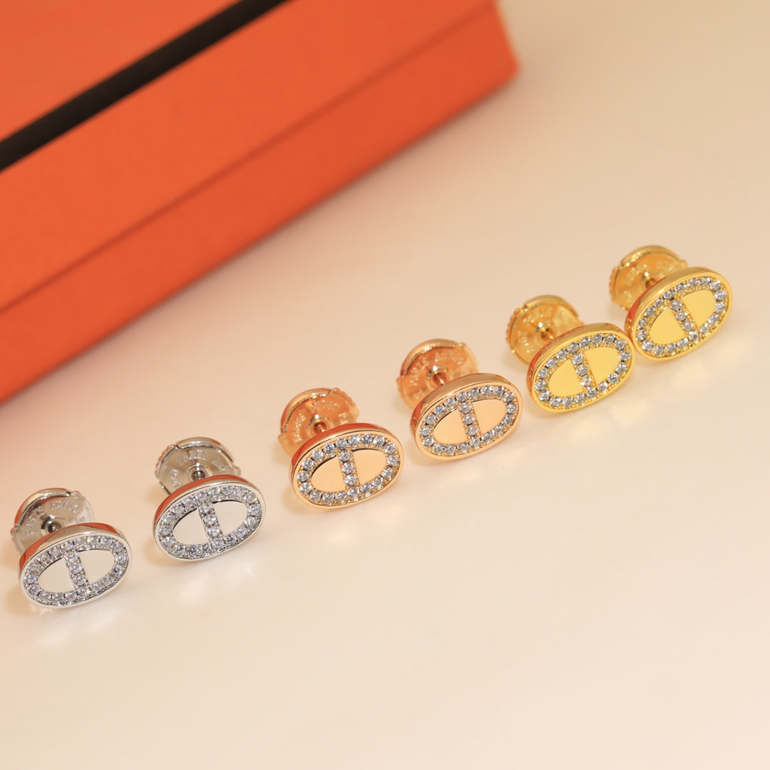 Hermes Mini Farandole Diamond 18K Gold Earrings