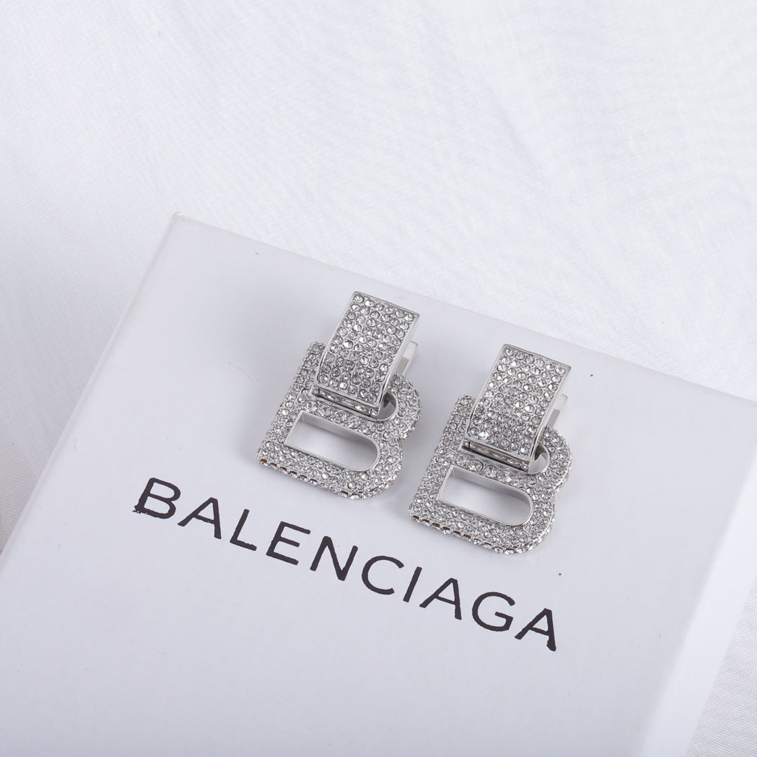 Balenciaga Hourglass Diamond 18K Gold Earrings