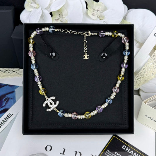 Chanel 26C Color Crystal 18K Gold Necklace