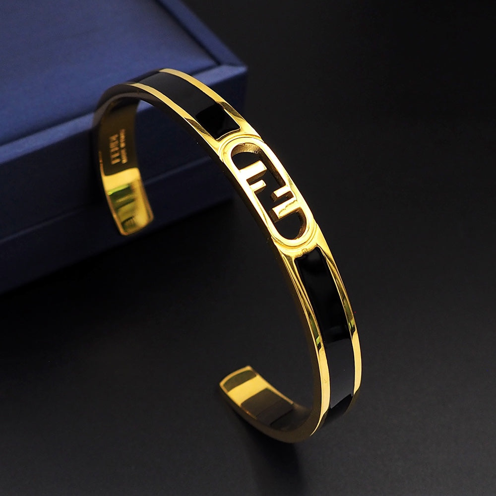 Fendi Open Cuff 18K Gold Bracelet
