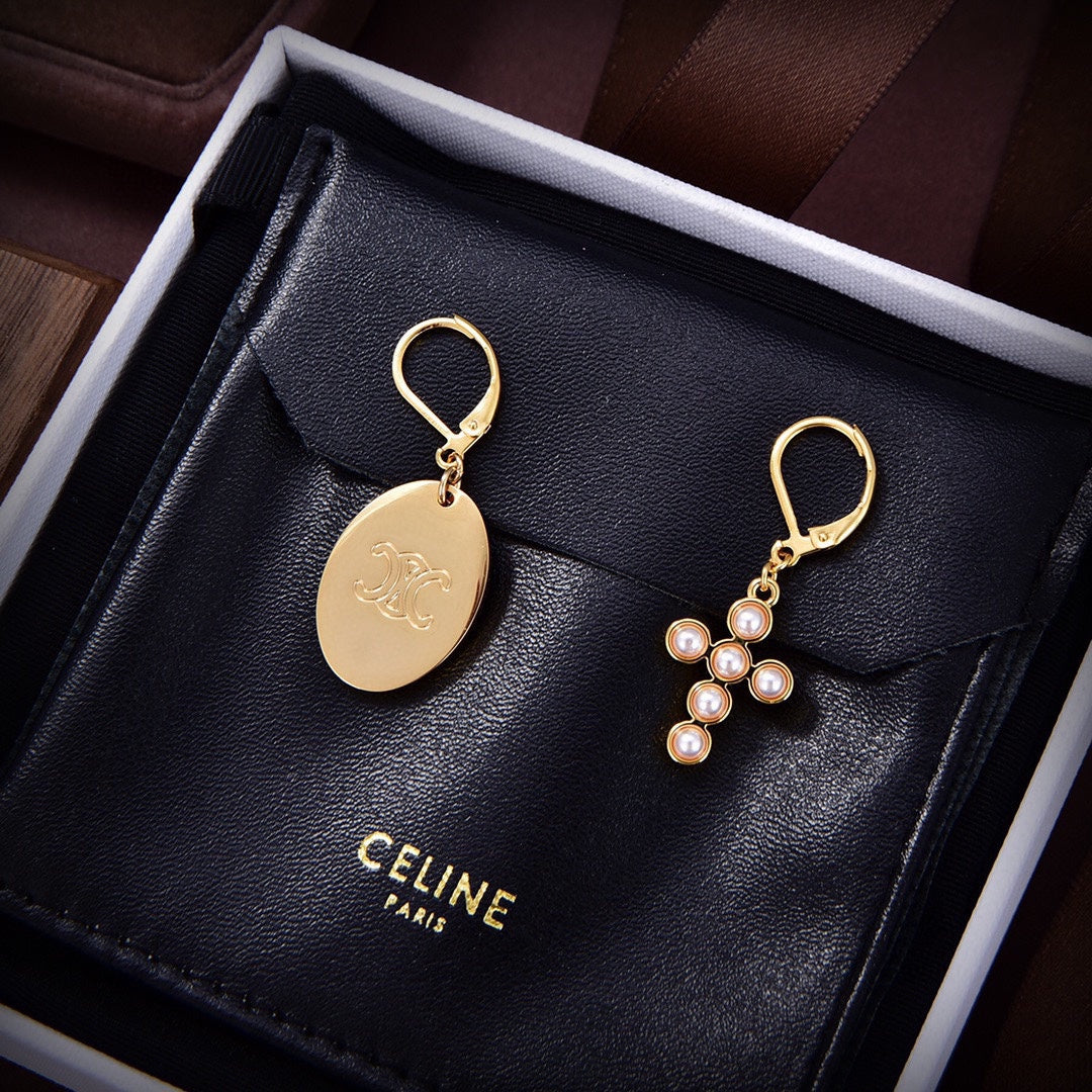 Celine Pearl 18K Gold Earrings