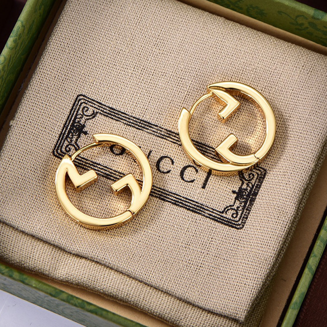 Gucci Double Hollow 18K Gold Earrings