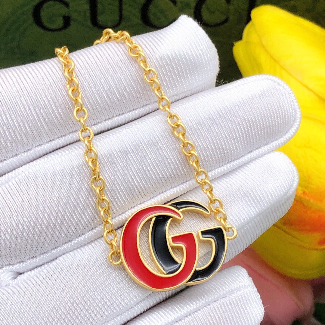 Gucci Double Pink & Black Logo 18K Gold Bracelet