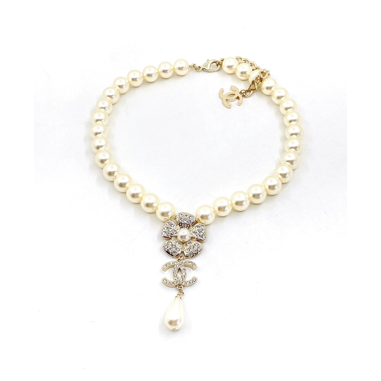 Chanel Pearls Chain Choker 18K Gold Necklace