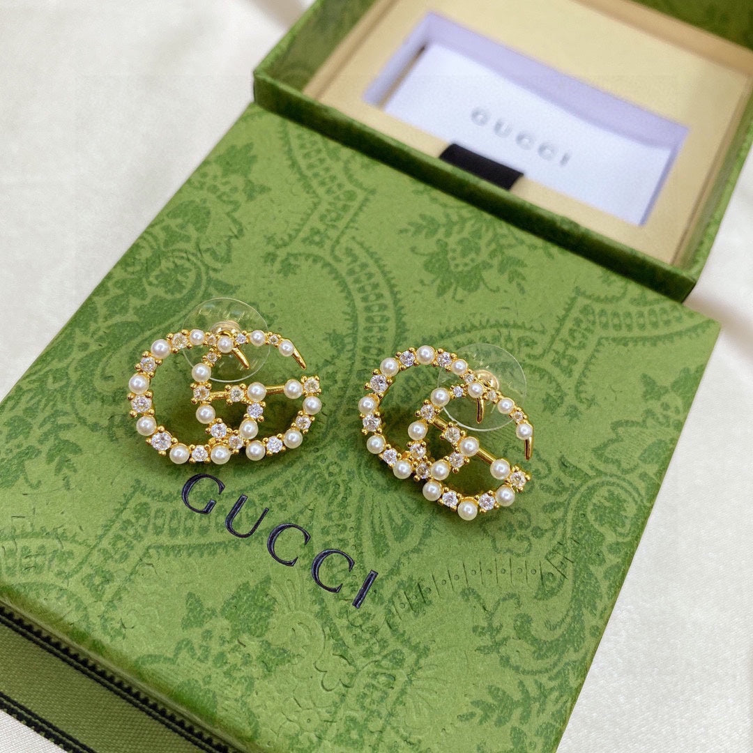 Gucci Double Pearls 18K Gold Earrings