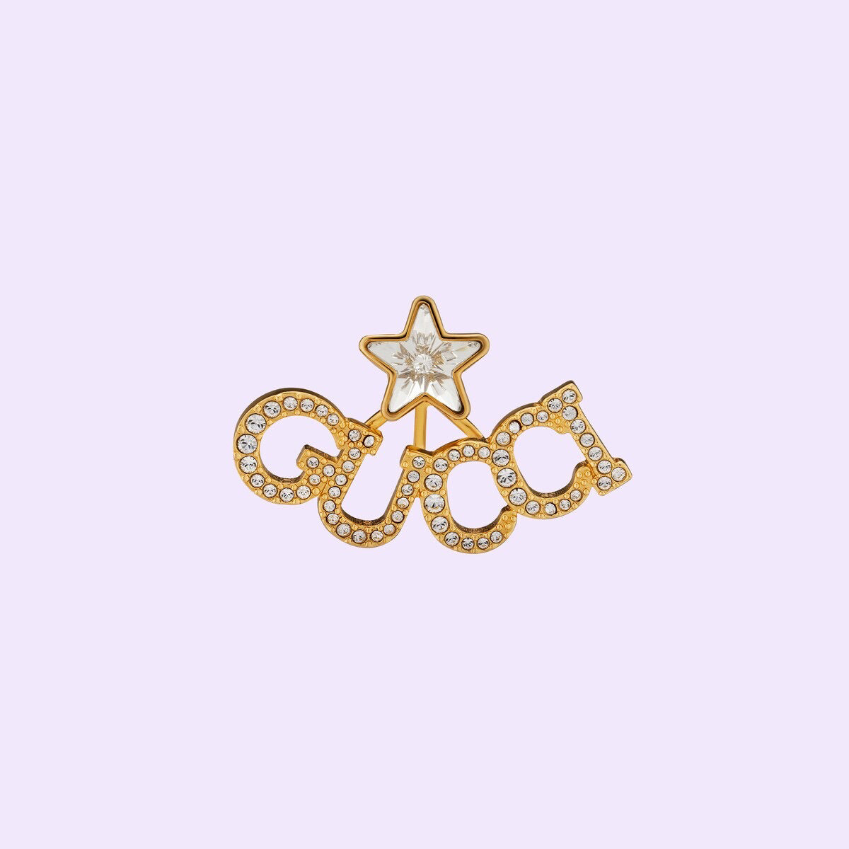 Gucci Double Script Star 18K Gold Earrings