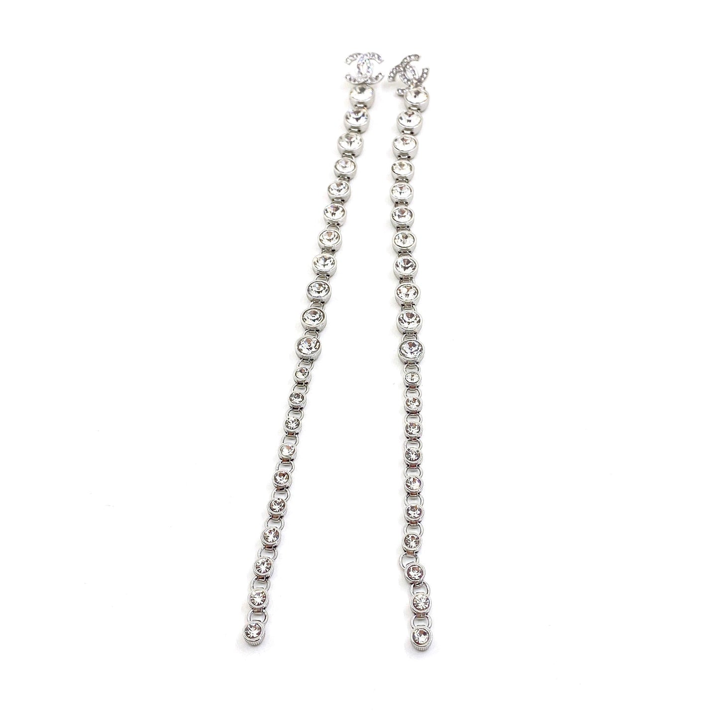 Chanel Long Crystals 18K Gold Earrings