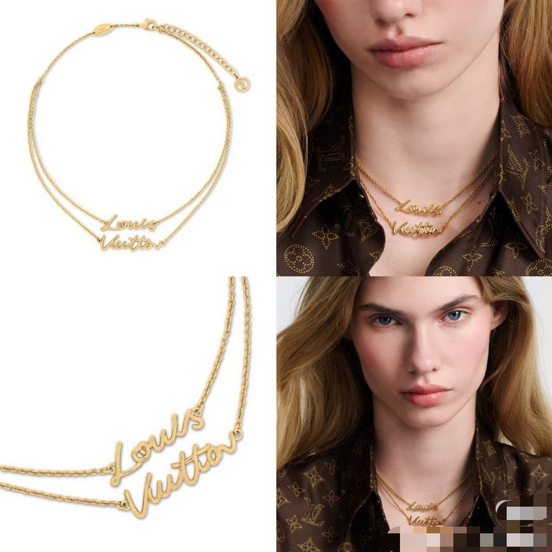 Louis Vuitton Script 18K Gold Necklace