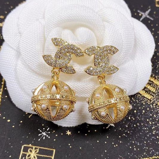 Chanel Ball Drop 18K Gold Earrings