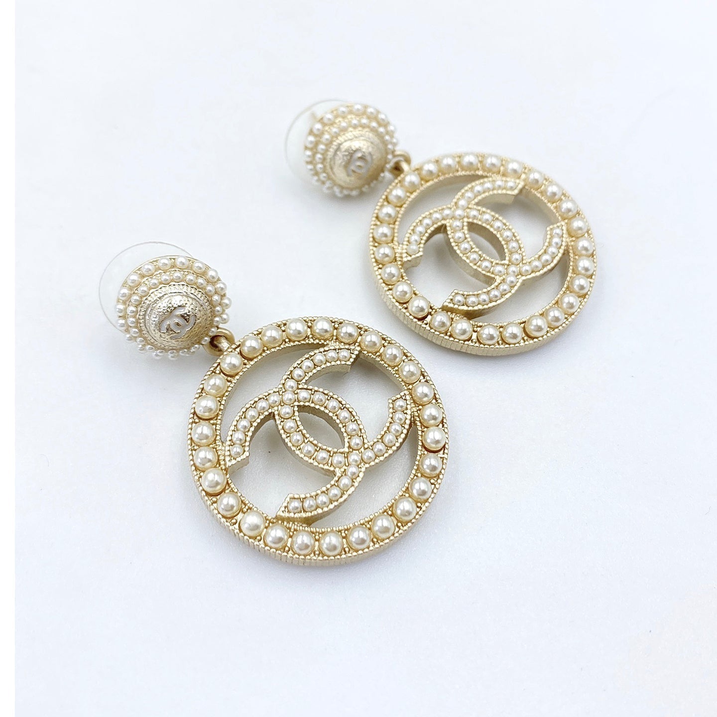 Chanel Pearl 18K Gold Earrings