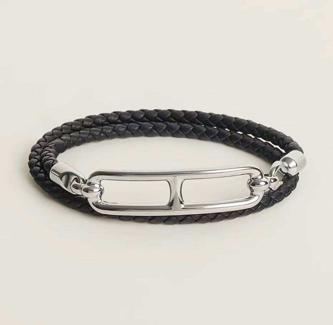 Hermes Roulis Double Tour Black 18K Gold Bracelet