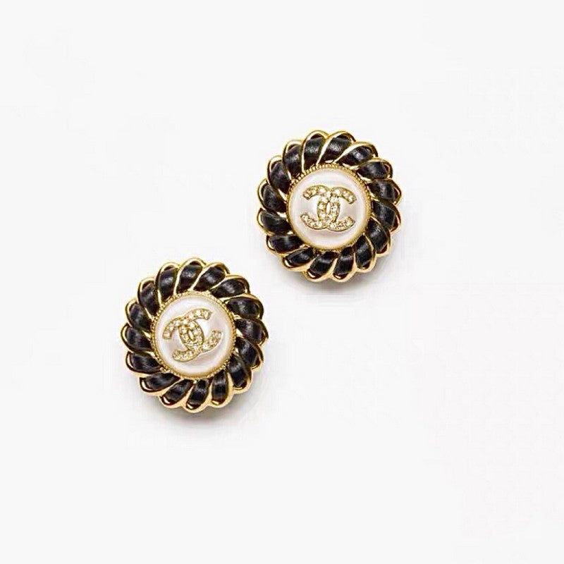 Chanel Black 18K Gold Earrings