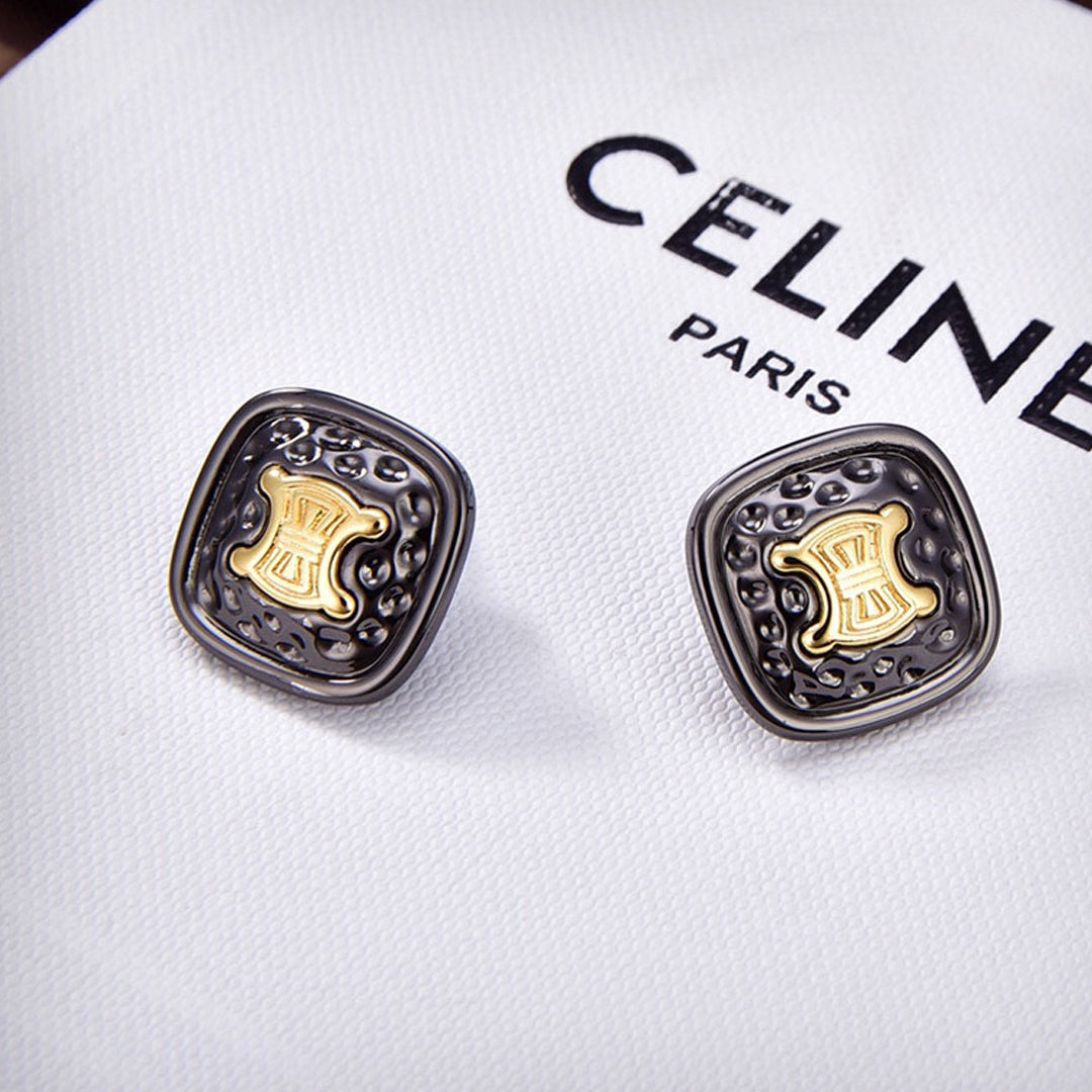 Celine Black Gold 18K Gold Earrings