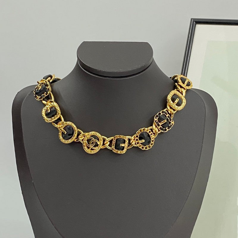 Chanel 2024 Leather 18K Gold Necklace
