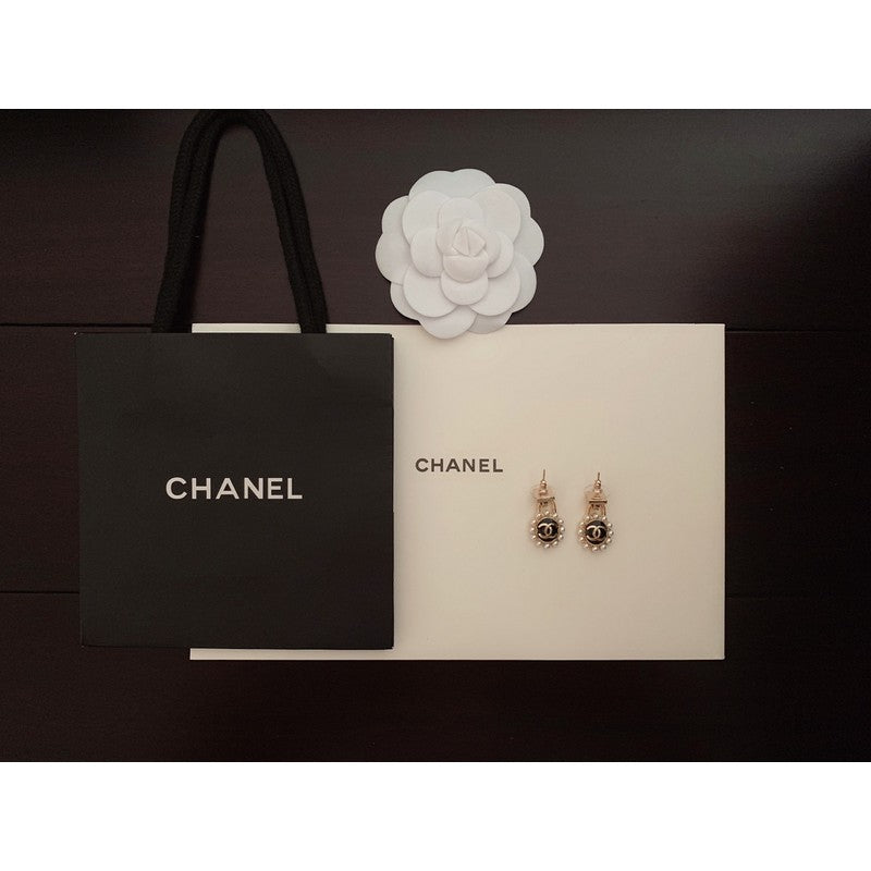 Chanel Pearl 18K Gold Earrings
