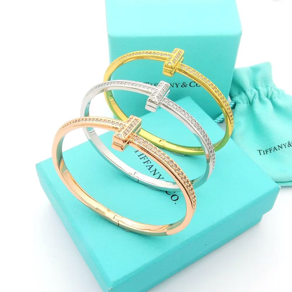 T1 Wide Diamond Bangle 18K Gold Bracelet