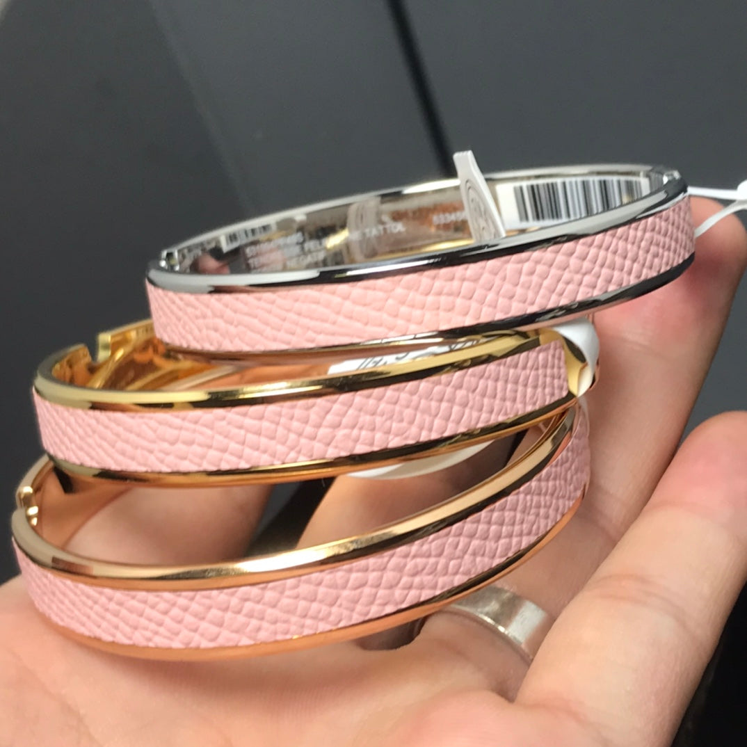 Hermes Olympe Light Pink 18K Gold Bracelet