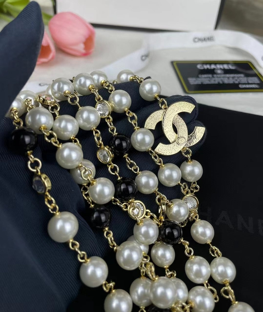Chanel 23S Long Pearls 18K Gold Necklace