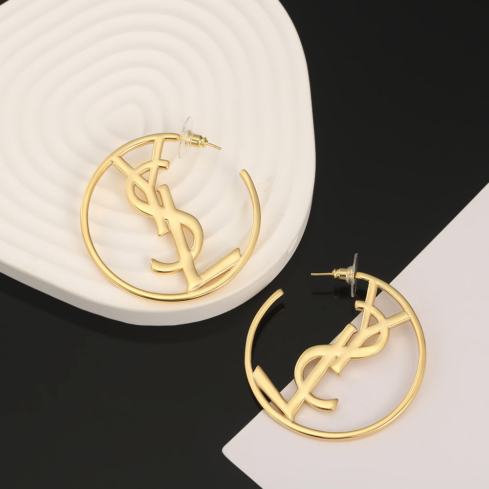 YSL Monogram 18K Gold Earrings